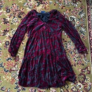 Velvet and floral long sleeve dress